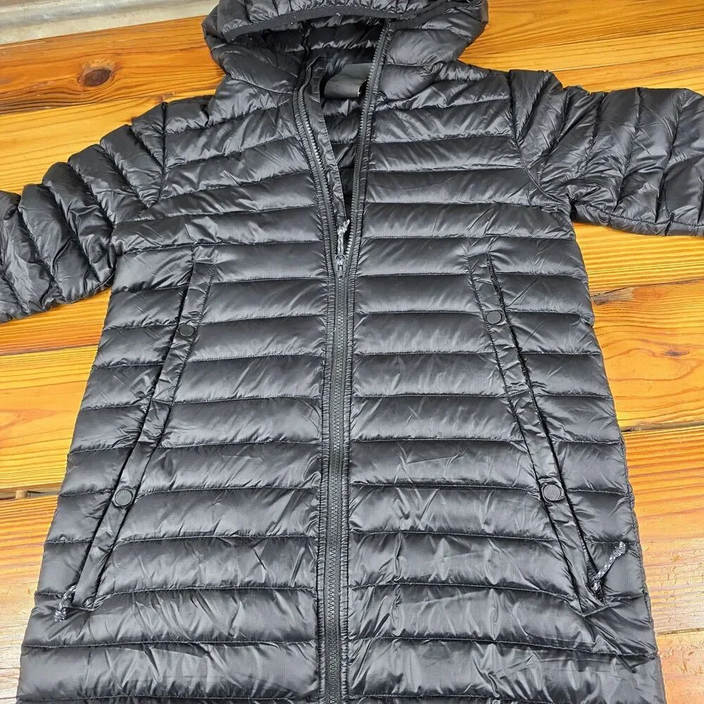 Burton Women's Evergreen Long Down Puffer Jacket Size S Black Full Zip Hooded